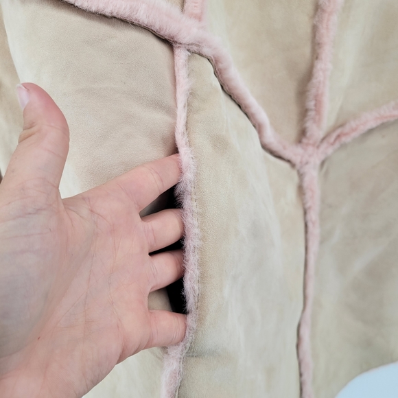 Ugg leather poncho cream and pink S/M - Picture 4 of 7